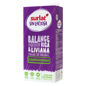 Leche Semidescremada Sin Lactosa 1 Litro Surlat